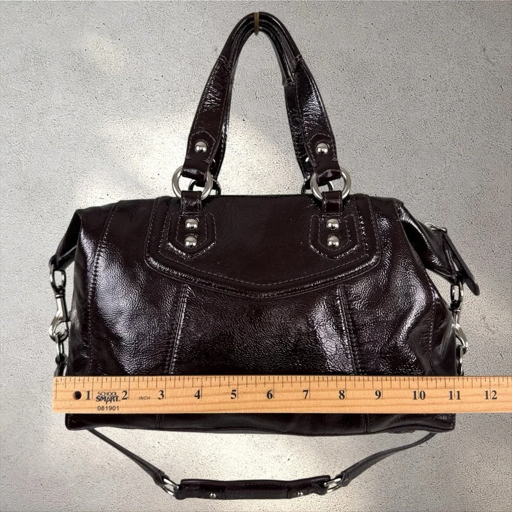 Coach Ashley Patent Satchel Purse Mahogany Brown F20460